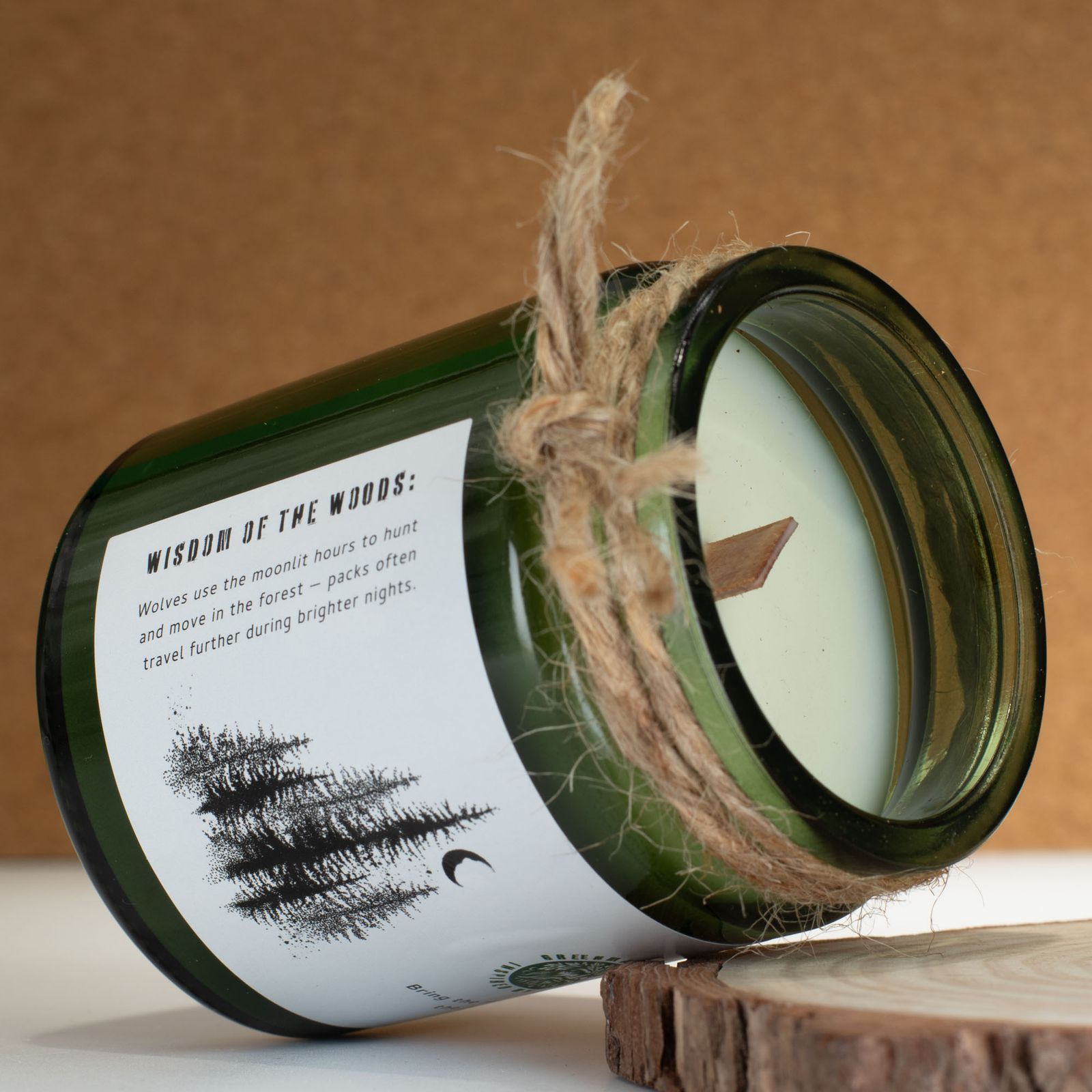 Sojawachskerze – Greenman Holzdocht Sojakerze – Wolf's Mond – Bild 4