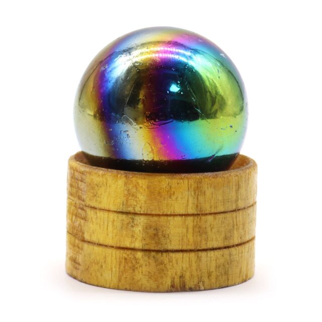 Edelsteinkugel 40 mm – Amethyst Aura mit Ständer