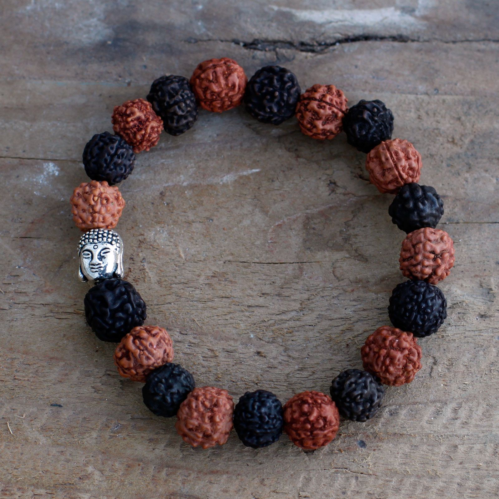Rudraksha Buddha Armreif Mala – Mix – Bild 4