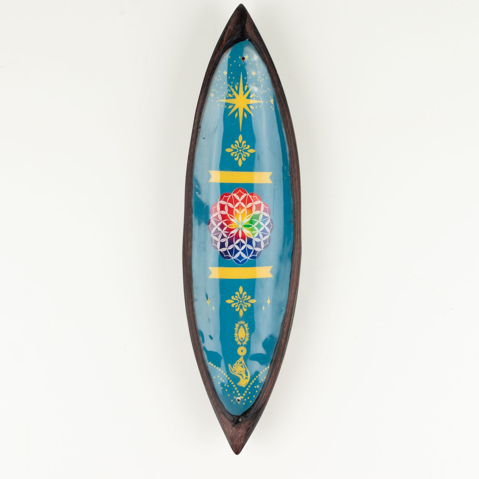 Räucherhalter – Emaille Schale – Mangoholz – Mandala – Bild 2