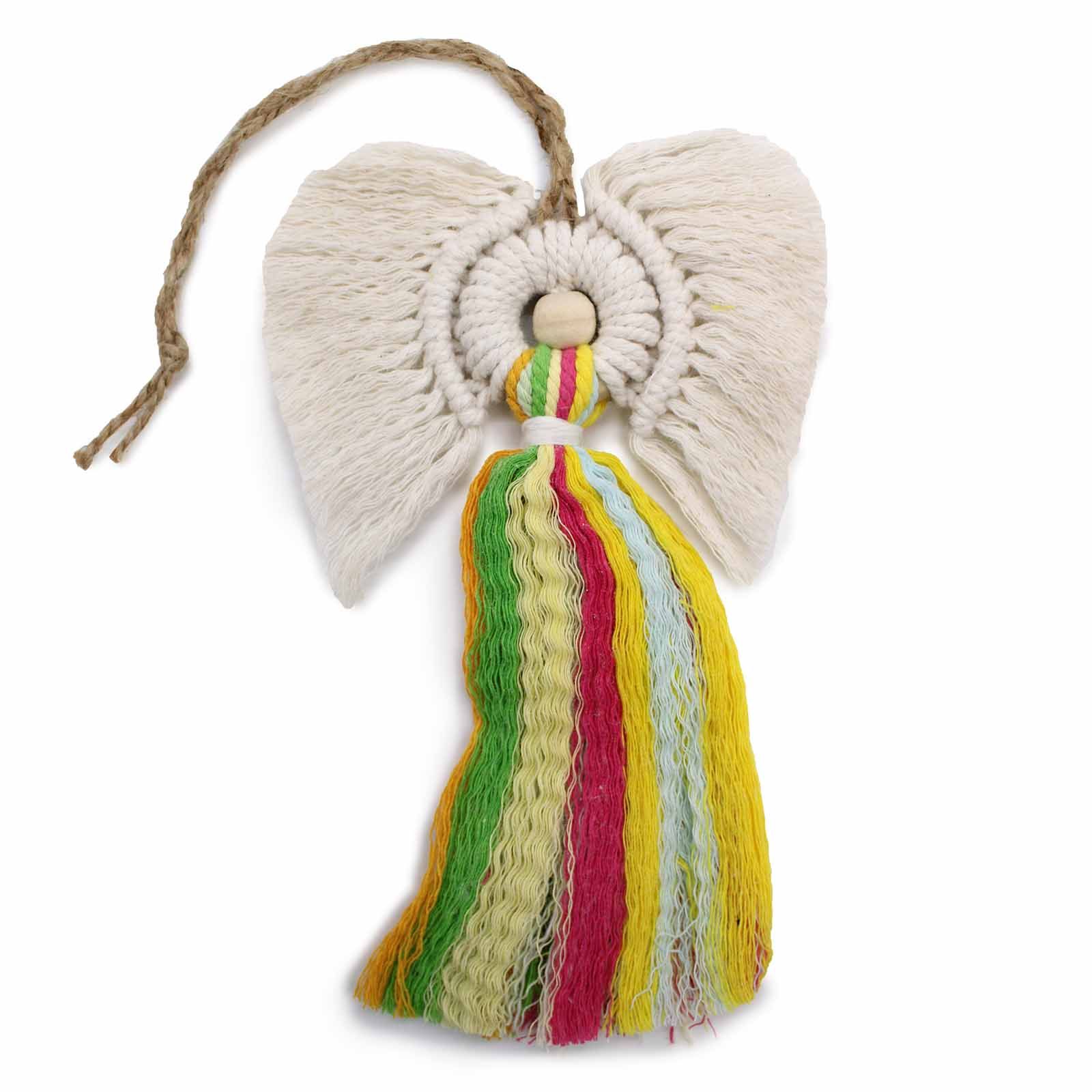 Makramee-Engel aus Baumwolle – Regenbogen – Bild 6