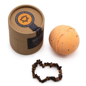 Badekugel mit Edelsteinarmband – Tigerauge
