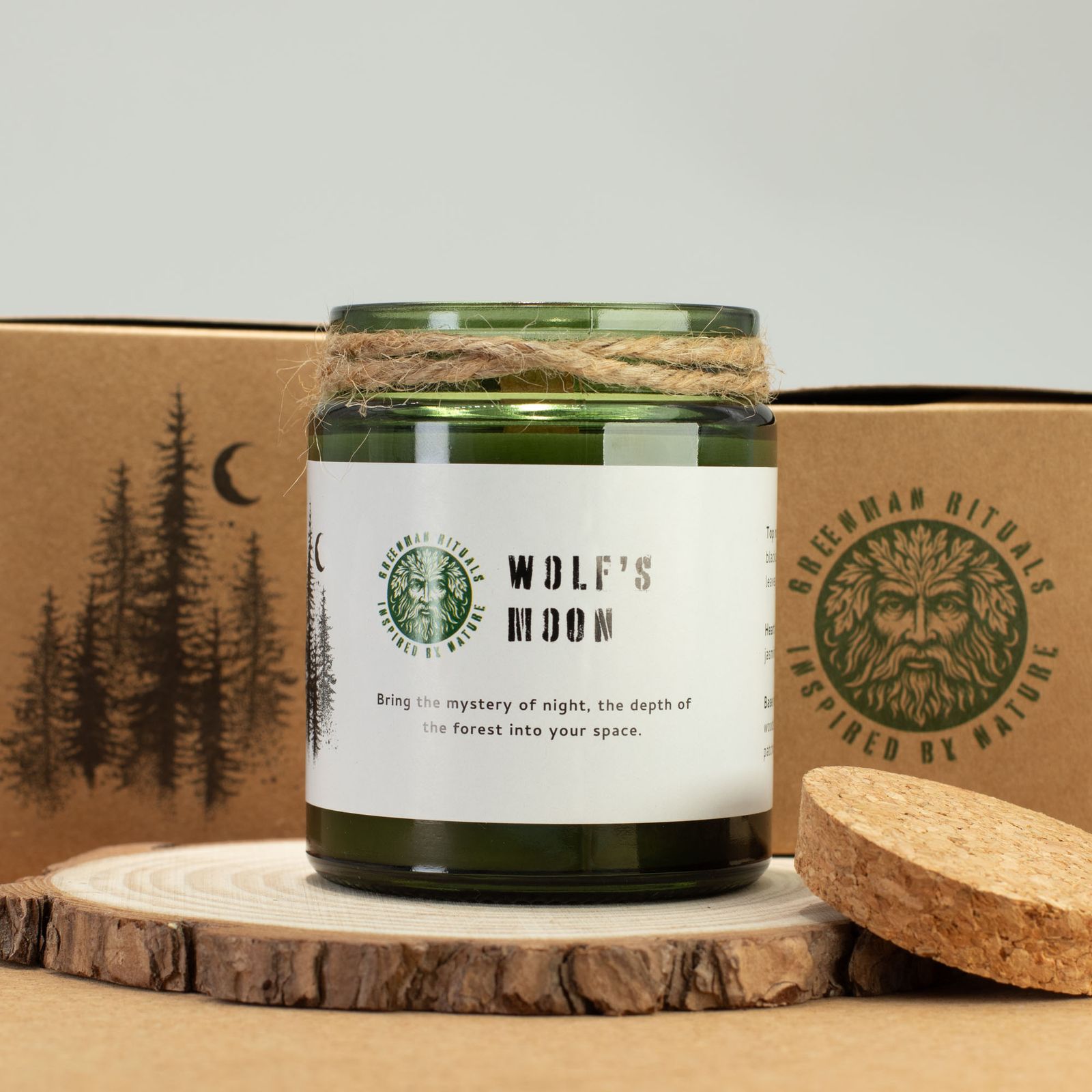 Sojawachskerze – Greenman Holzdocht Sojakerze – Wolf's Mond – Bild 5