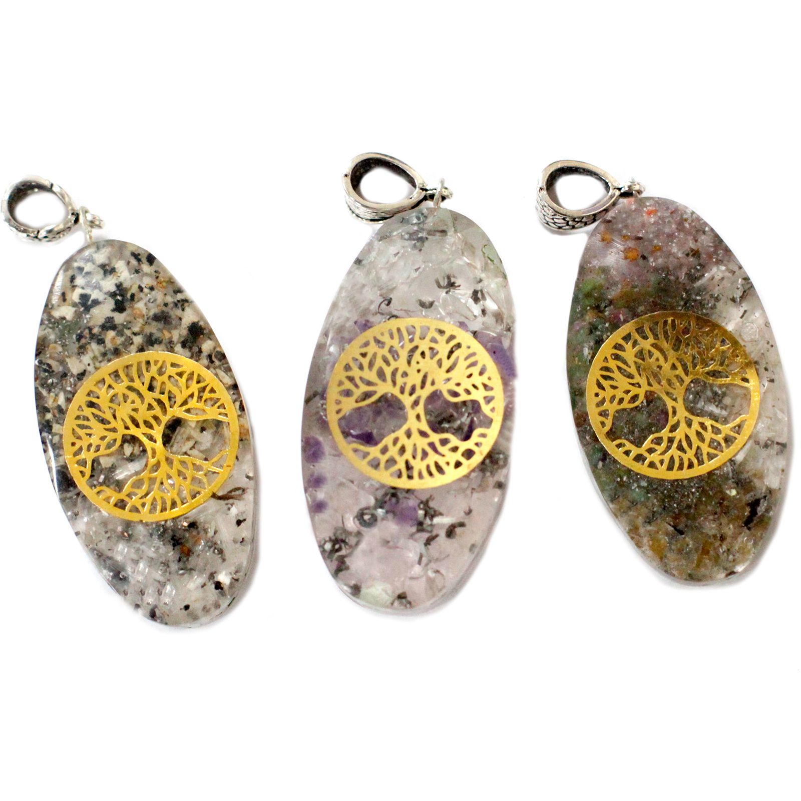 Anhänger – 7 Stein Chakra Oval mit Baum – Bild 3