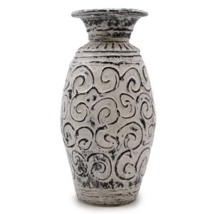 Terrakottavase mit Wirbelmuster – creme