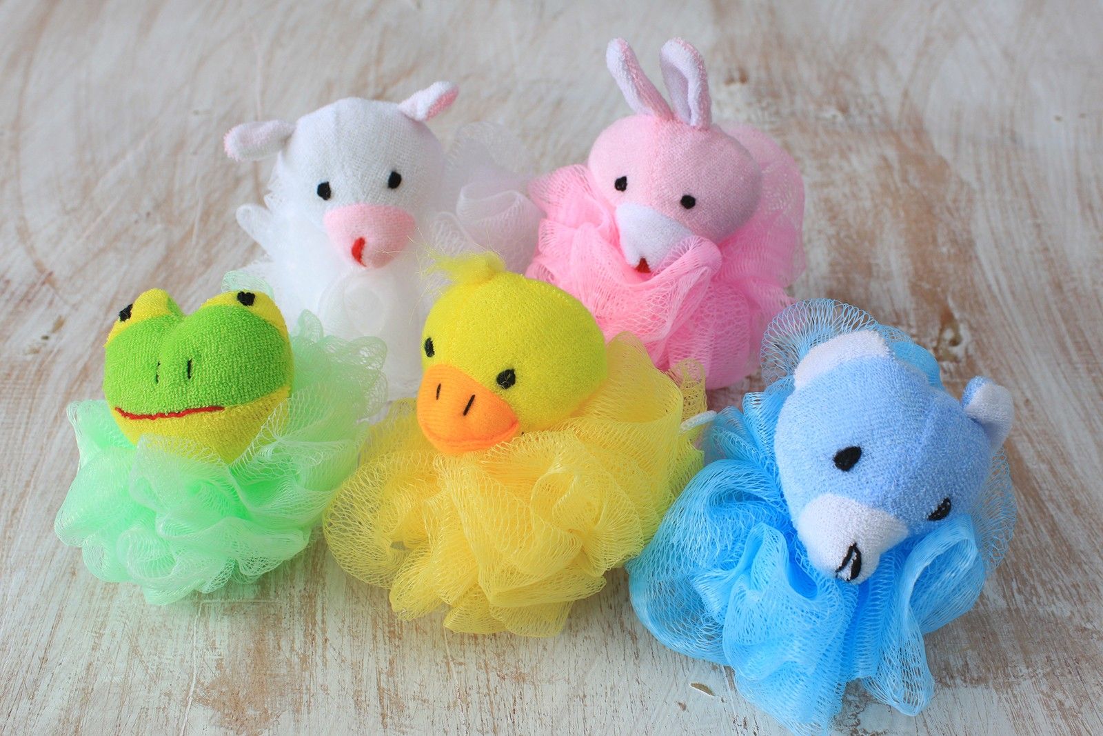 Badezubehör – Baumwolle Animal Scrunchies 5 sortiert (Präsentationsröhre) – 27gm