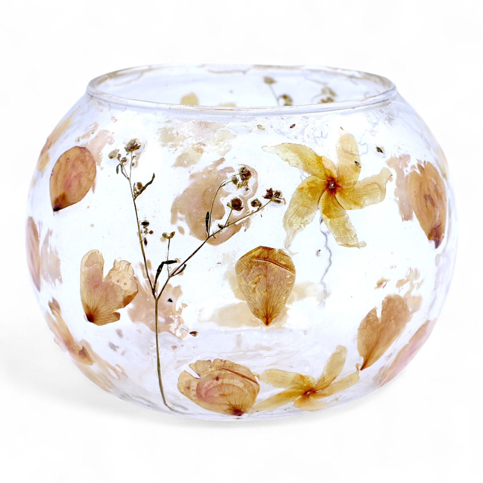 Kerzenhalter – Naturblumen im Glas – Groß Schale – Rosa – (12x13 cm) – Bild 8