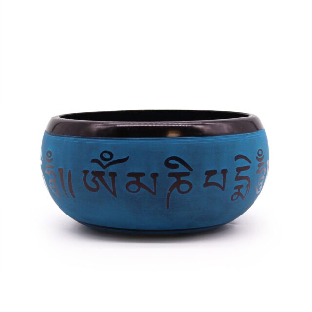 Earth Powder Klangschale – Blau Mantra Fünf Buddhas – 16 cm