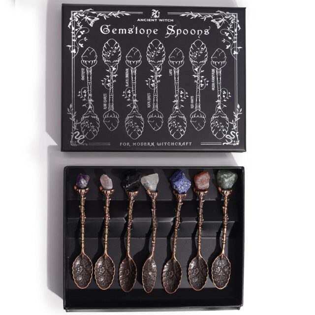 7er-Set Bronze Edelstein Kristall Hexe Spoons