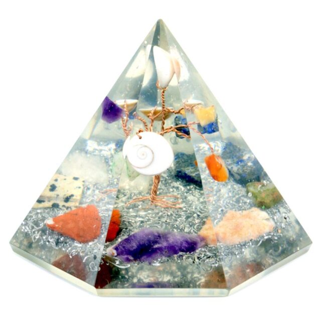 Orgonit 7 sided Pyramide – Edelstein Weisheit Baum – 90 mm