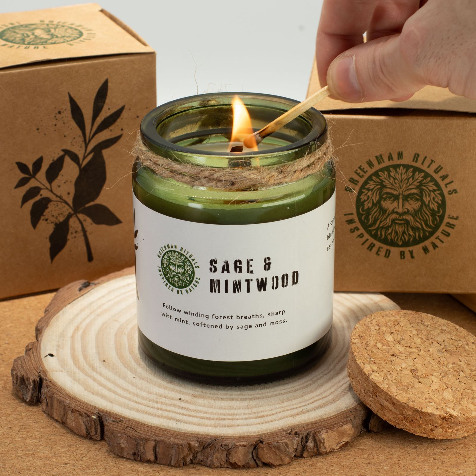 Sojawachskerze – Greenman Holzdocht Sojakerze – Jasmin Glade – Bild 7