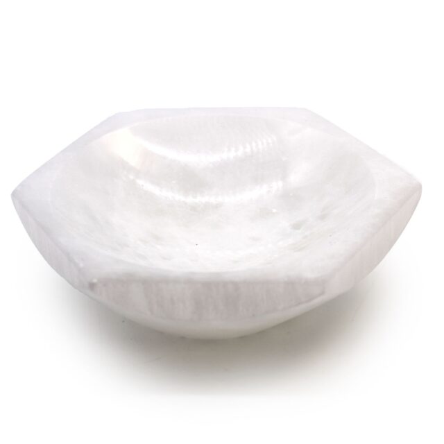 Sechseckige Schale aus Selenit – 15 cm