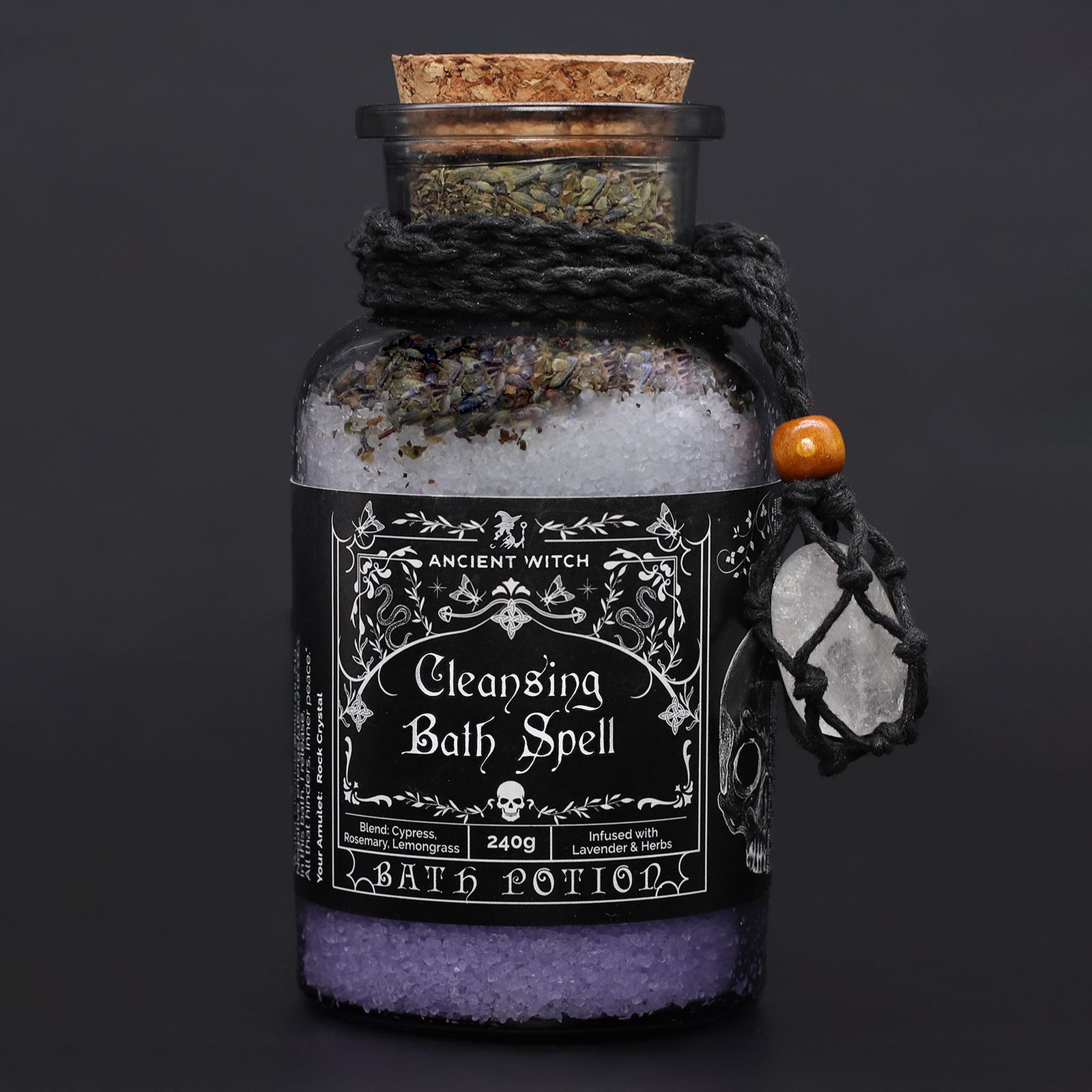 Badesalz – Ancient Witch Baderitual-Mischung & Rock Kristall Amulett – Reinigung