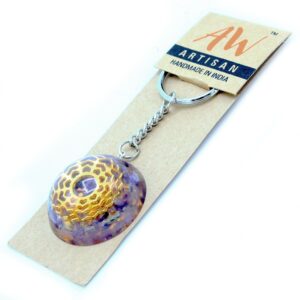 Orgonit Schlüsselanhänger – Amethyst Mandala Herzen