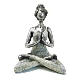 Yoga-Figur – silberfarben & weiß 24 cm