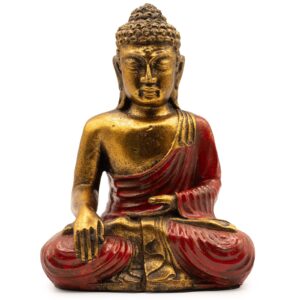 Buddha-Figur – rot & goldfarben – groß