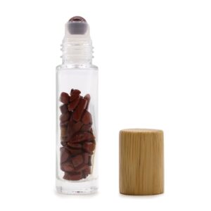 Edelstein-Roll-on-Flasche – Roter Jaspis – 5 ml, Holzverschluss