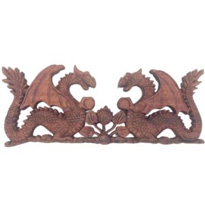 Geschnitztes Wandbild mit zwei Drachen – 40 × 15 cm