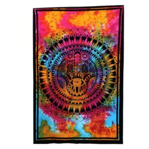 Baumwolltuch als Tagesdecke oder Wandbehang – Einzelgröße – Hamsa