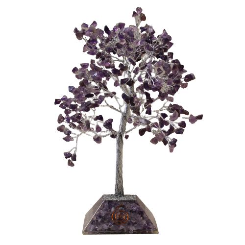 Edelsteinbaum mit Orgonit-Sockel – 320 Steine – Amethyst – Bild 2