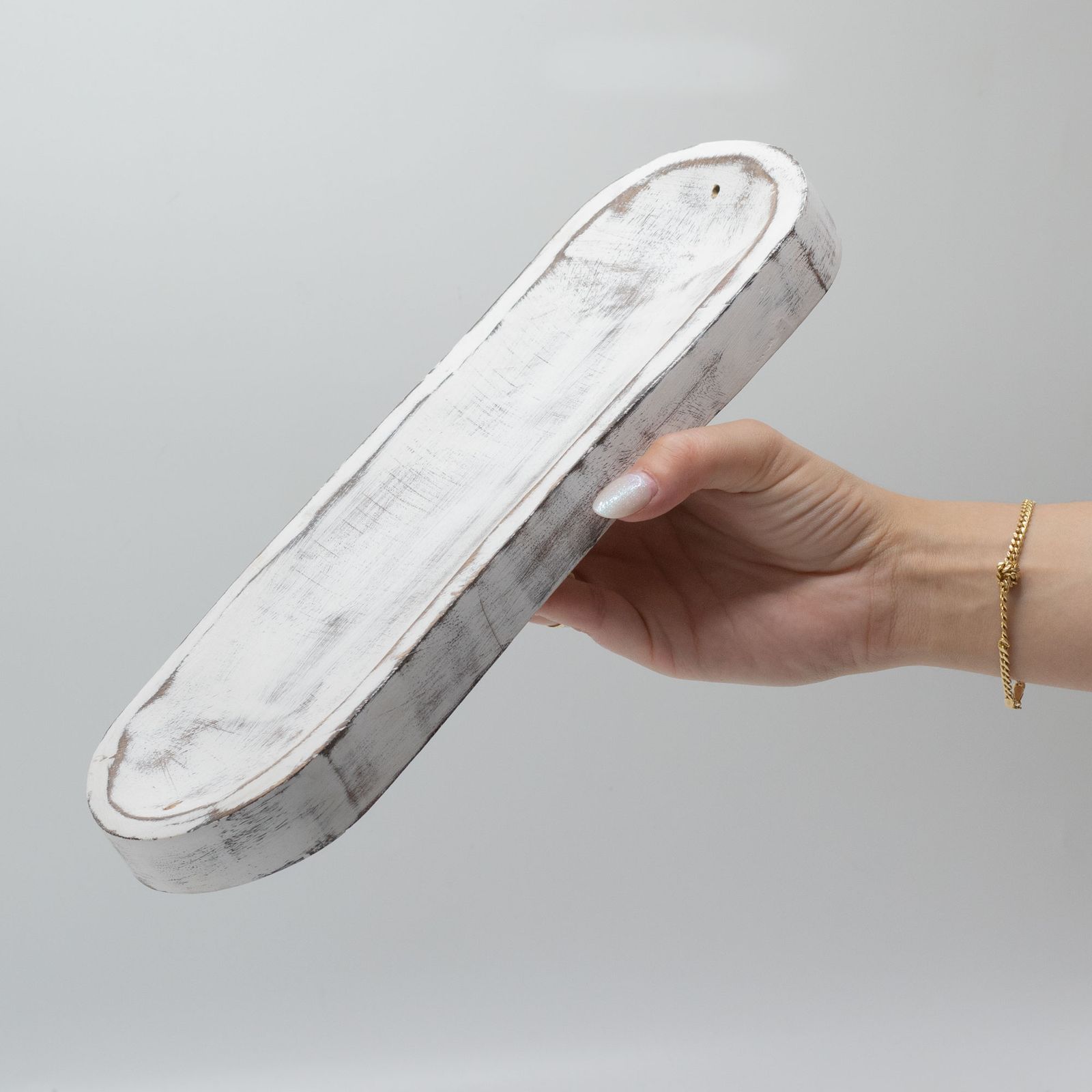 Räucherhalter – Groß Tray 30x10 cm – klassisch weiß lasiert – Bild 3