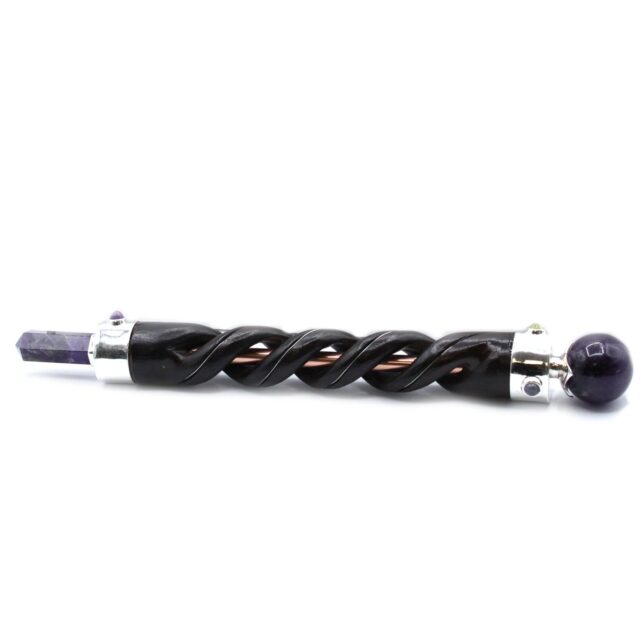 Spiralverzierter Kristallstab – Kupfer Pipe Amethyst