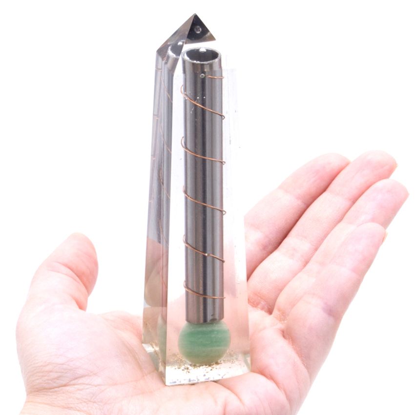 Orgonit Obelisk Kraft Spitze Grüner Aventurin – 110x30 mm – Bild 2
