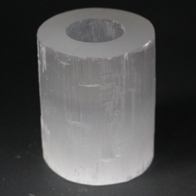 Zylindrischer Selenit-Kerzenhalter – 10 cm