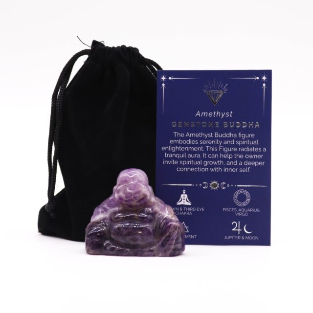 Große Buddha-Figur aus Edelstein – Amethyst 50x40x20mm