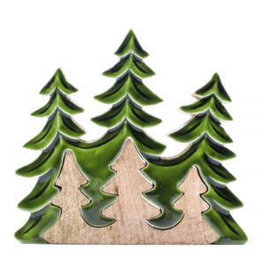 Walddeko aus Mangoholz – Drei Bäume 3D-Motiv, 20 × 23 cm