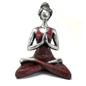 Yoga-Figur – silberfarben & Bordeaux 24 cm
