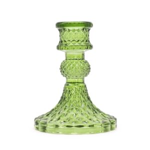 Kerzenhalter – Set mit 2 Vintage Stabkerze – Garten Jade