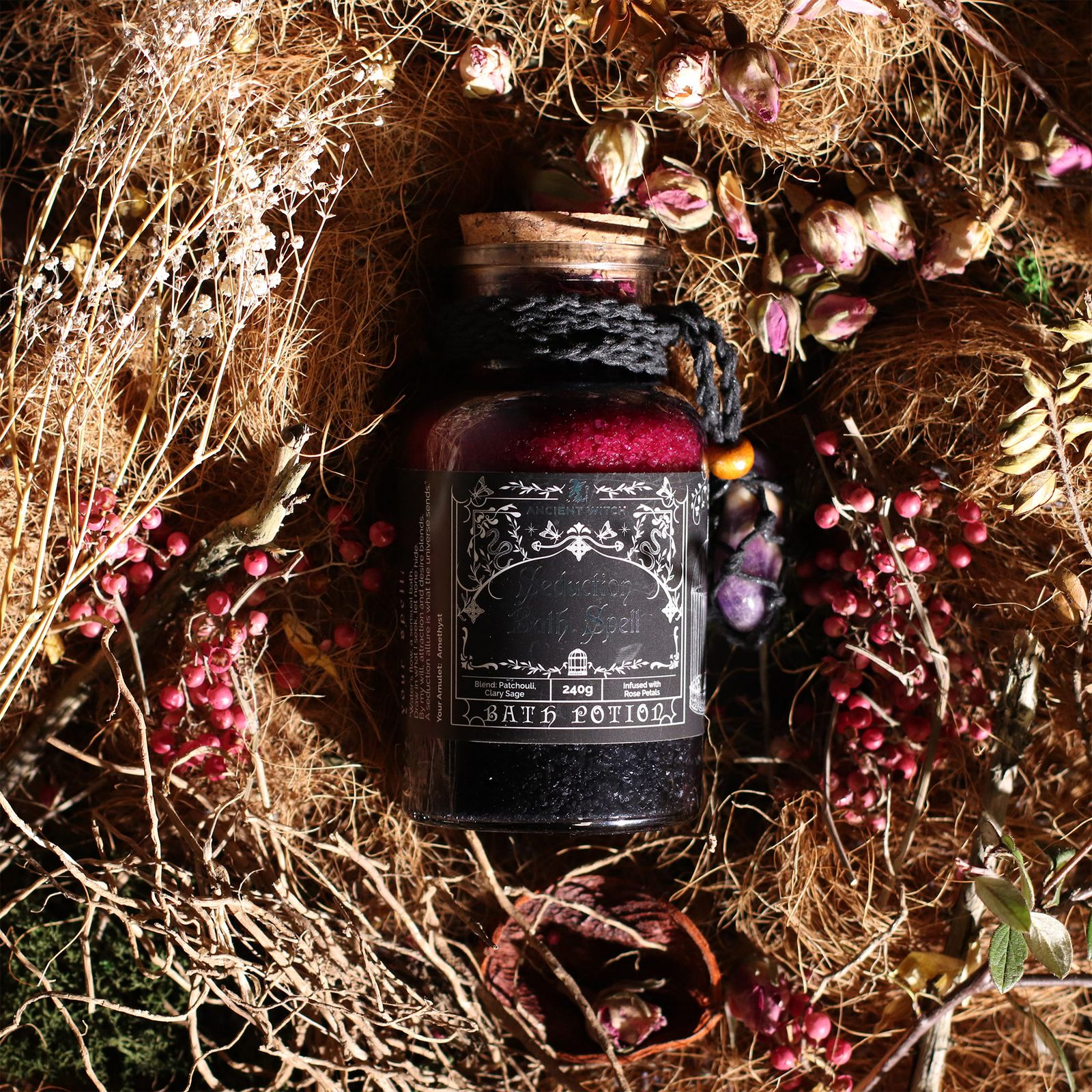 Badesalz – Ancient Witch Baderitual-Mischung & Amethyst Kristall Amulett – Verführung – Bild 5