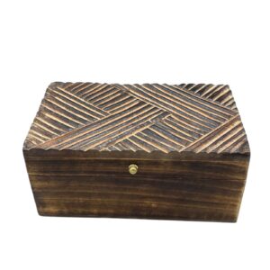 Aufbewahrungsbox in Vintage-Optik – 22 × 12 × 10 cm – Linien in Antikoptik