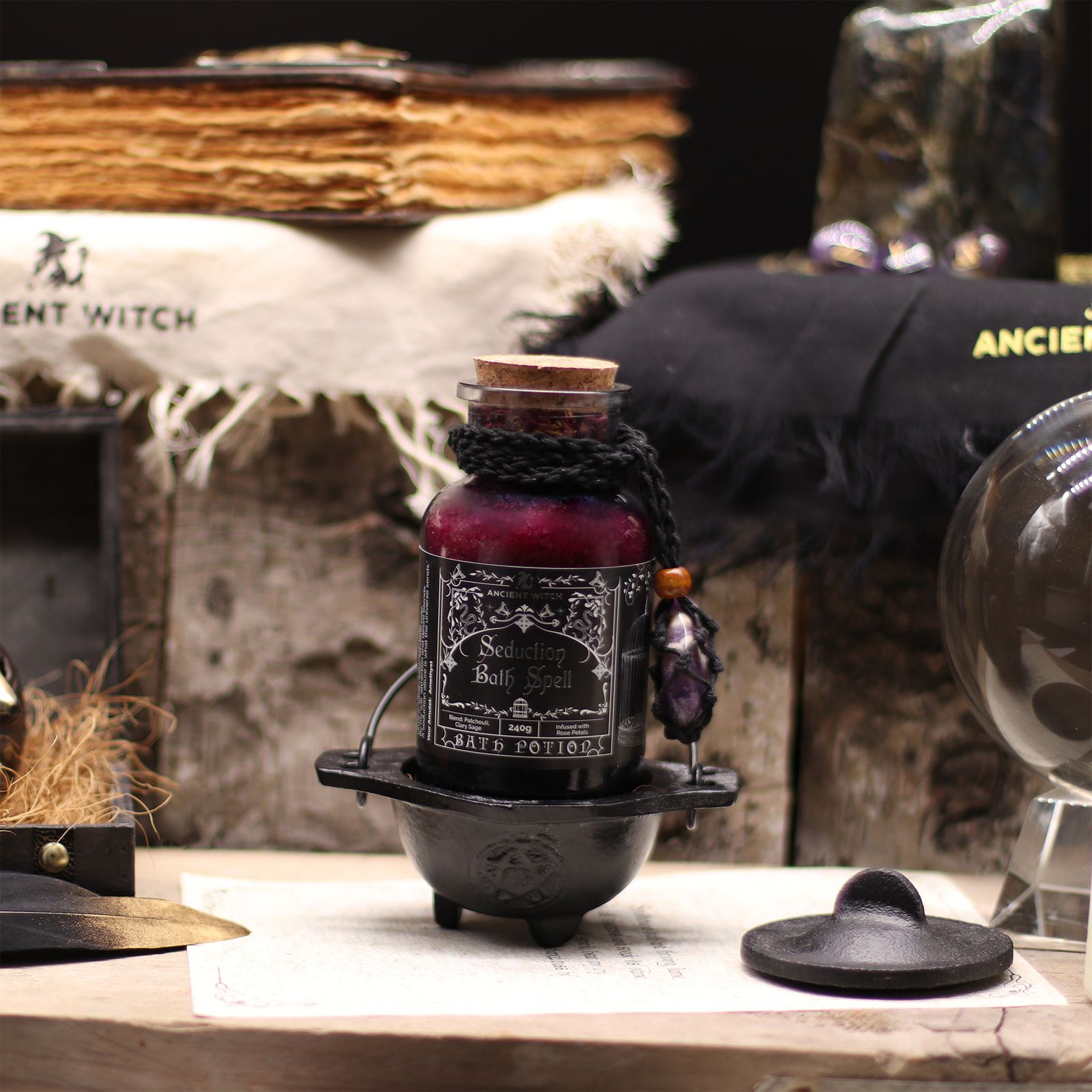Badesalz – Ancient Witch Baderitual-Mischung & Amethyst Kristall Amulett – Verführung – Bild 6