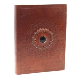 Leder Schwarz Onyx Notizbuch 17x12 cm