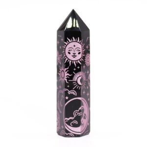 Schwarze Obsidianspitze (ca. 60-70 g 9 cm) – Mystic Story – rosarot