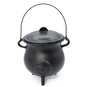 Räucherhalter – Extra Huge Gusseisen Cauldron mit Pentagramm 23x18 cm (at least 4 kg)