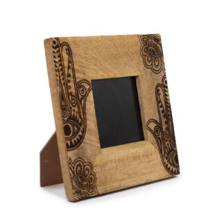 Mangoholz-Bilderrahmen „Hamsa“ – schwarz, 20 × 20 cm