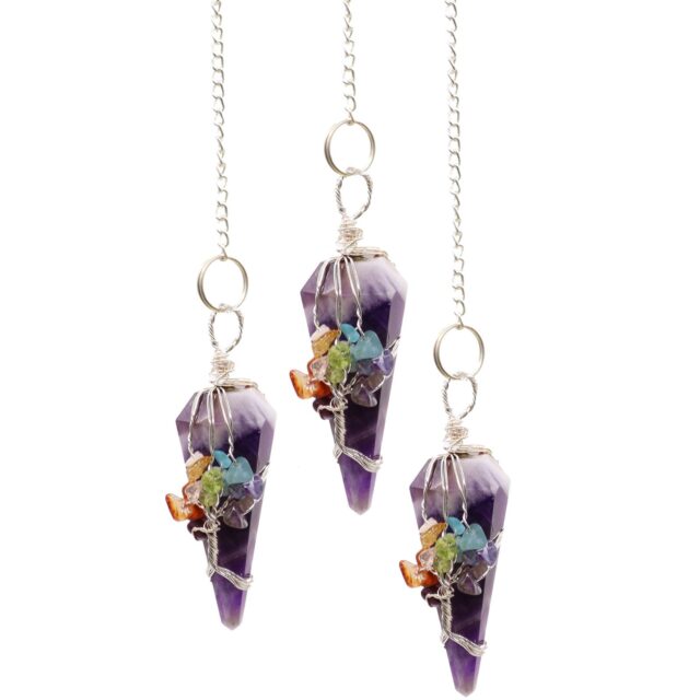 Edelsteinpendel – 7 Chakren – Amethyst