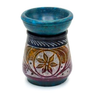 Duftlampe aus Speckstein, klein & farbig 8 cm – Blume
