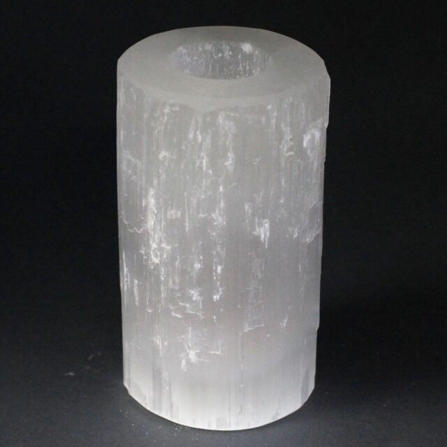 Zylindrischer Selenit-Kerzenhalter – 15 cm