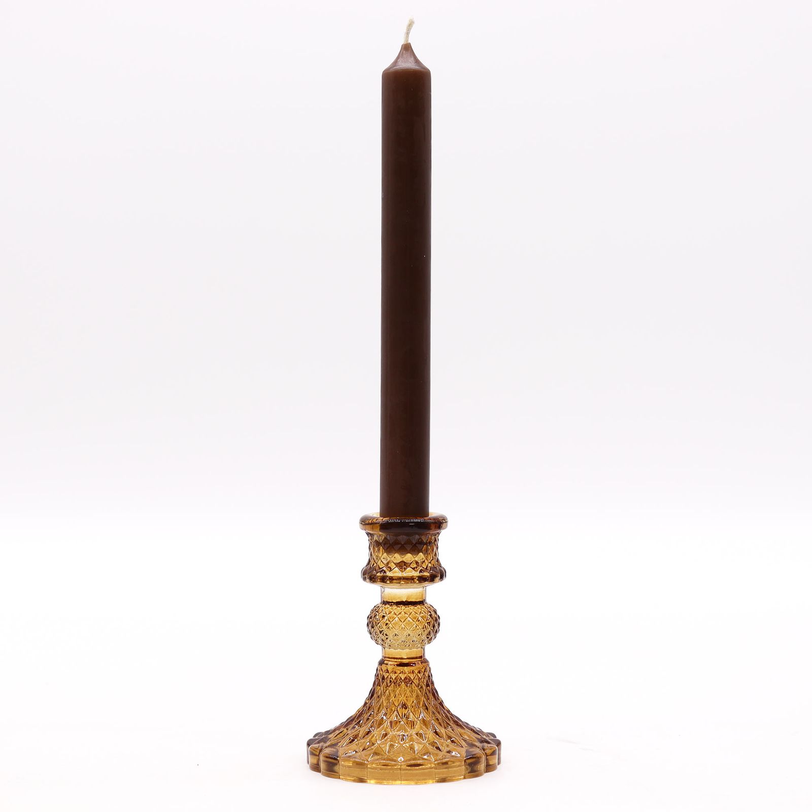 Kerzenhalter – Set mit 2 Vintage Stabkerze – Antik Amber – Bild 2
