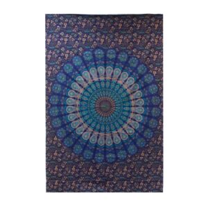 Baumwolltuch als Tagesdecke oder Wandbehang – Einzelgröße – klassisches Mandala 130 × 200 cm