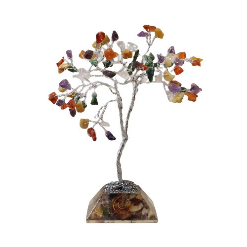 Edelsteinbaum mit Orgonit-Sockel – 80 Steine – Mehrfarbig – Bild 2