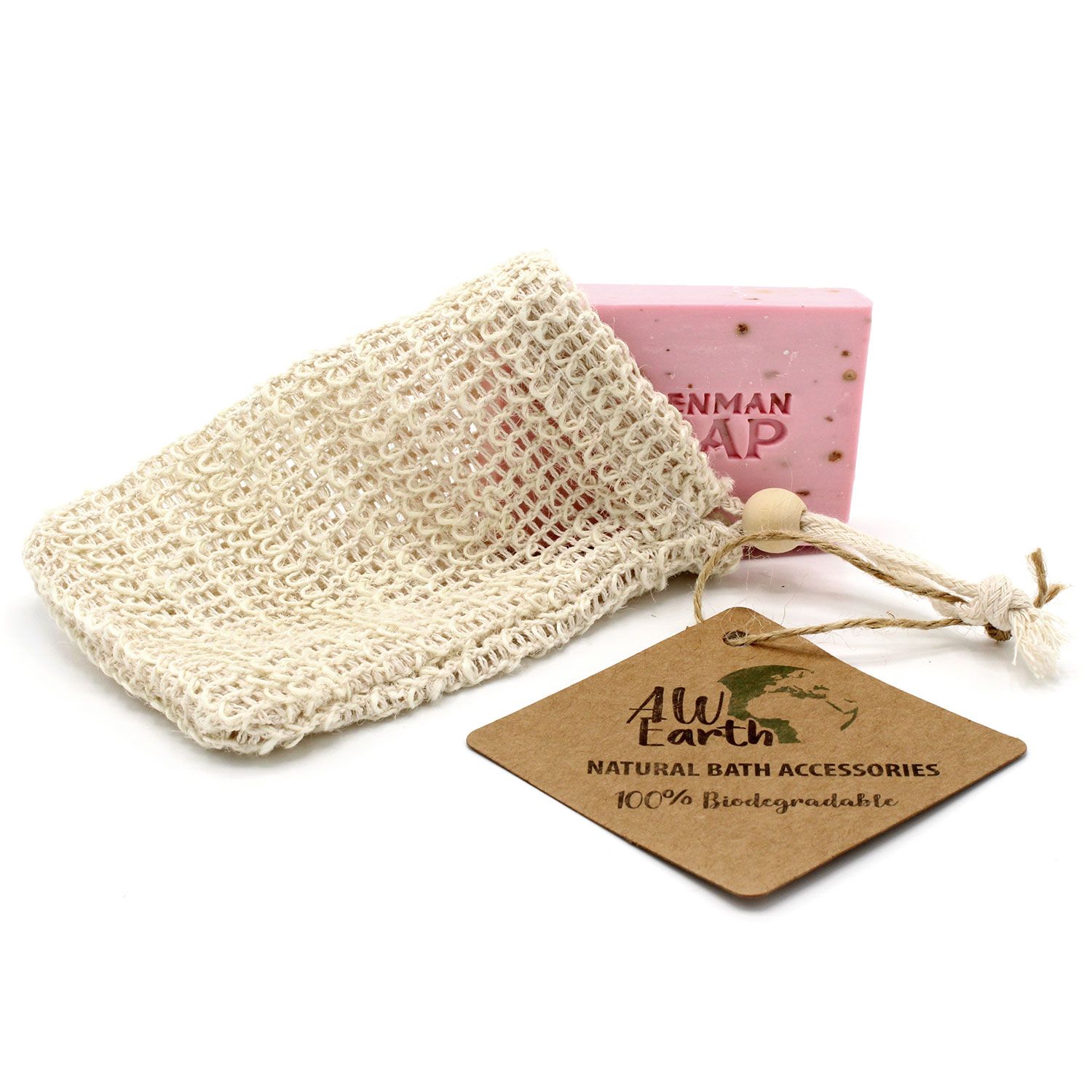 Badezubehör – Natur Seife Beutel – verwaschen Jute – Bild 3