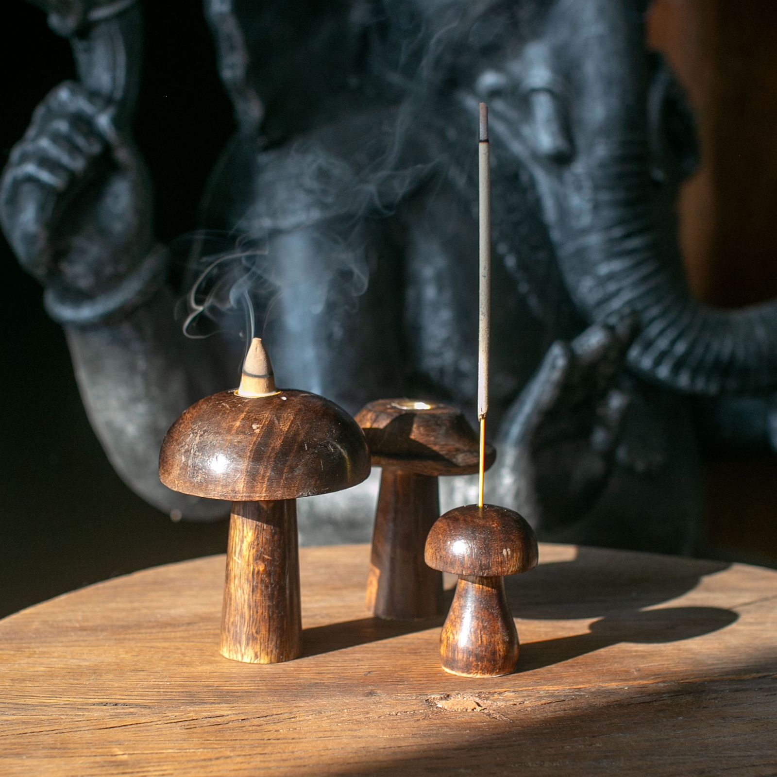 Räucherhalter – Set mit 3 Flach Mushrooms (13 cm 12 cm 11 cm) – Bild 5