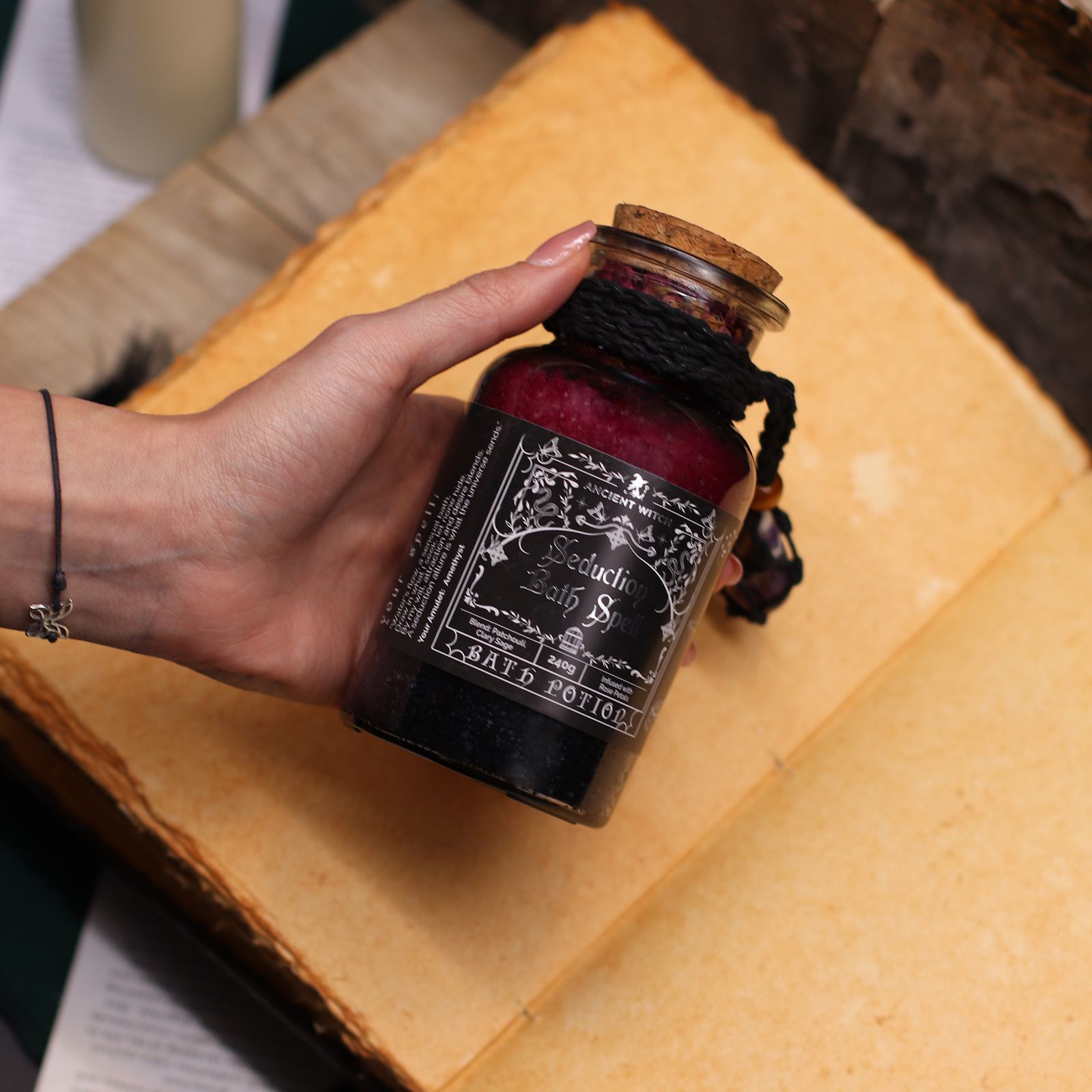 Badesalz – Ancient Witch Baderitual-Mischung & Amethyst Kristall Amulett – Verführung – Bild 9