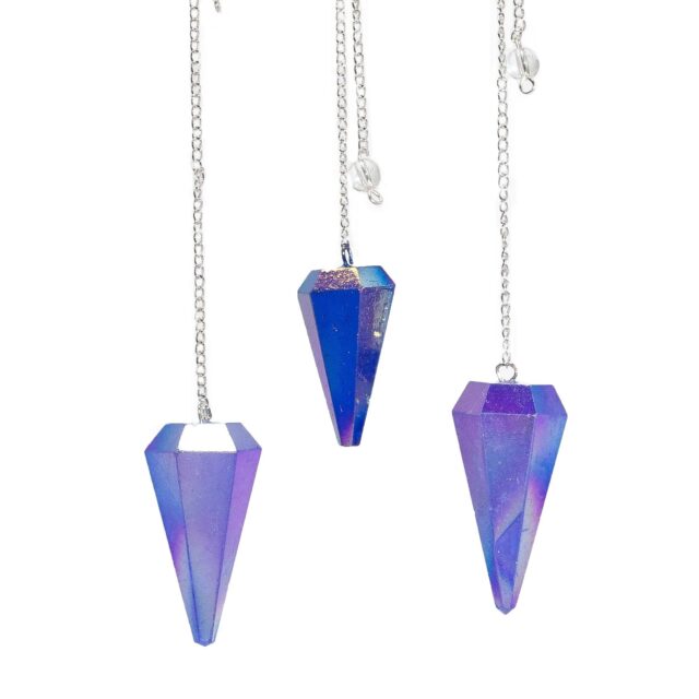 sechsseitig Pendel – Aurora Kristall Blau – 4 cm