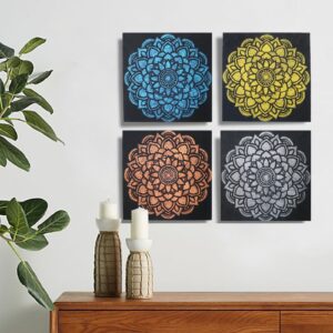 Mandala-Bilder mit Brokatdetails – 4-teilig 30 × 30 cm
